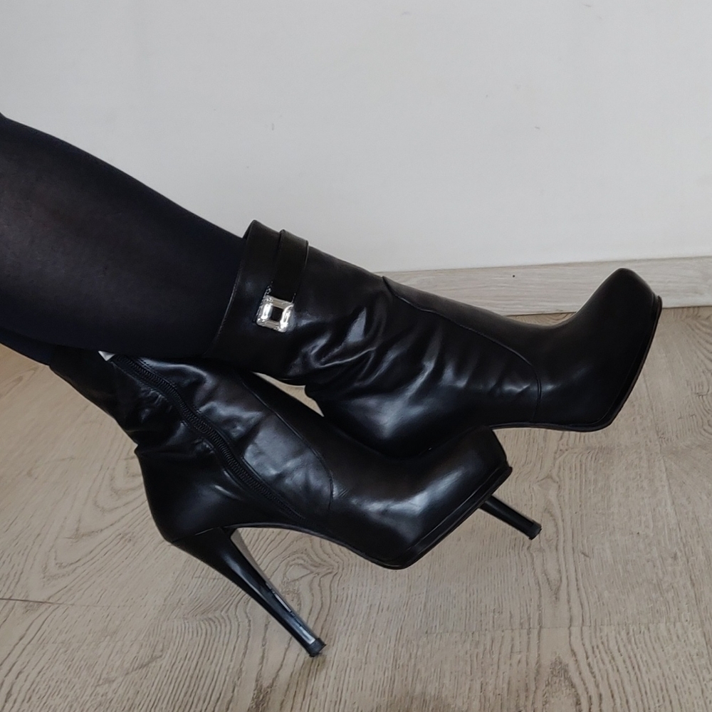 Luxury Italian brand - Fabiani / Genuine Leather, Black Boots ✳️✳️✳️ - Picture 4 of 16